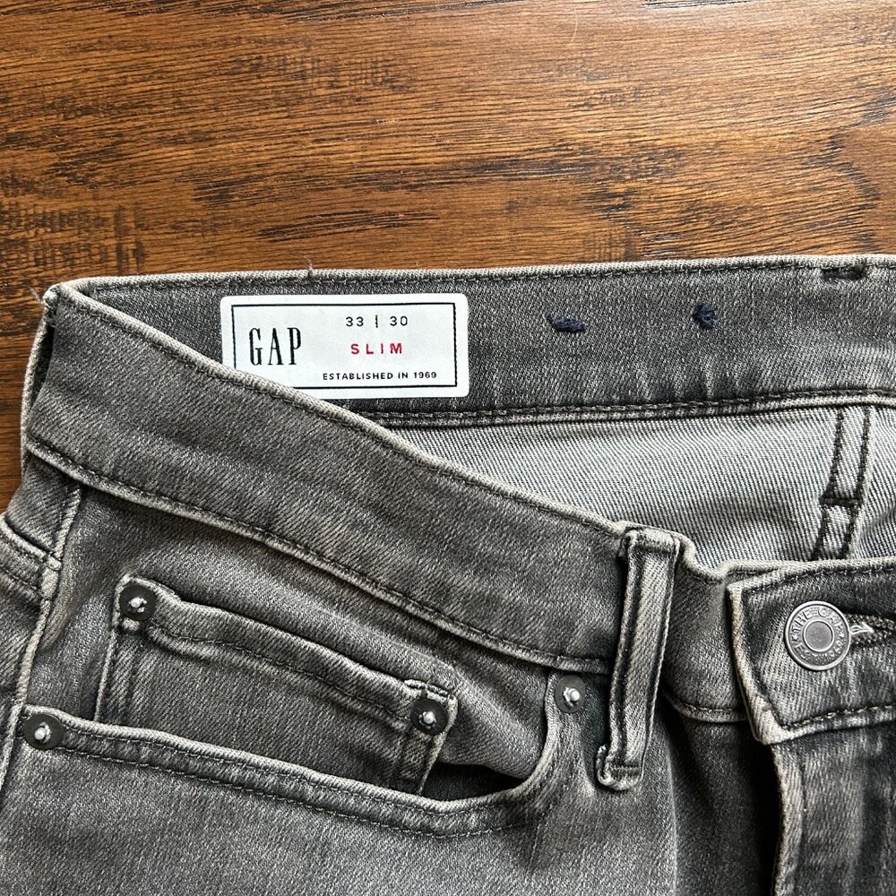 GAP Denim Mens Soft Wear Slim fit gray Jeans 33 W x 29 L - Picture 2 of 5